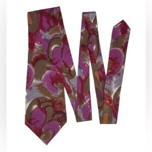 Vintage Oscar de la Renta silk tie, pink abstract